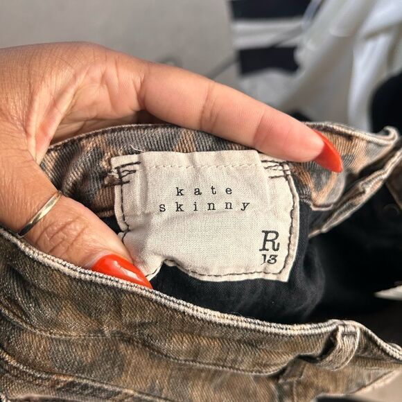 R13 Late Skinny Leopard Print Jeans Mob Wife - Picture 6 of 7